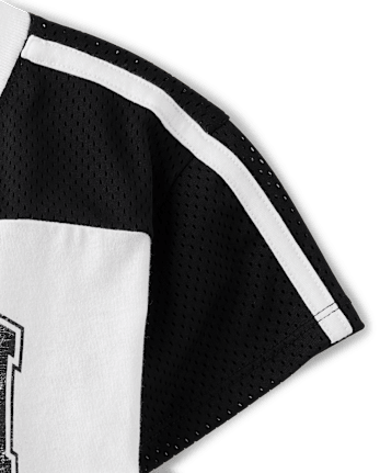 Girls Quick Dry Graphic Mesh Cropped Football Tee