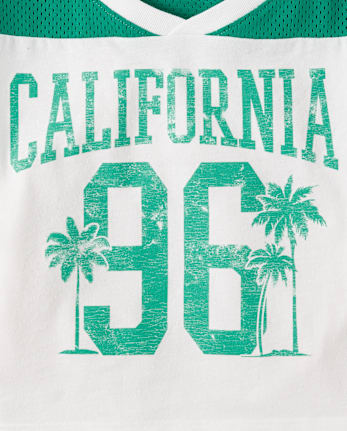 Girls Quick Dry Graphic Mesh Cropped Football Tee