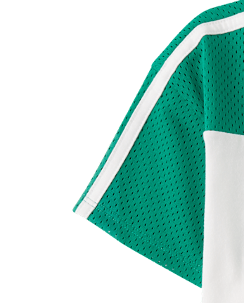 T-shirt de football court à séchage rapide pour filles, imprimé graphique en maille.