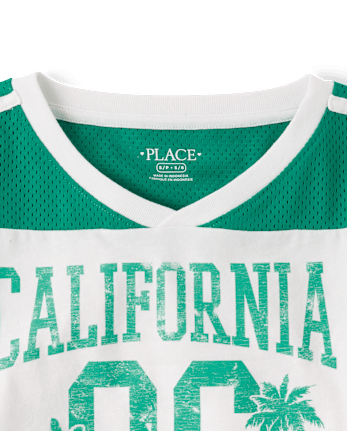 T-shirt de football court à séchage rapide pour filles, imprimé graphique en maille.