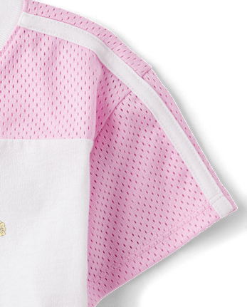 Girls Quick Dry Graphic Mesh Cropped Football Tee