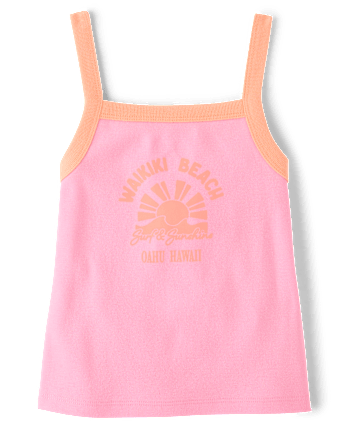 Girls Colorblock Ribbed Graphic Tank Top