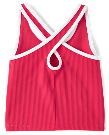 Girls Contrast Ribbed Cross Back Tank Top