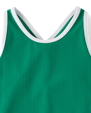 Girls Contrast Ribbed Cross Back Tank Top