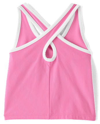 Girls Contrast Ribbed Cross Back Tank Top