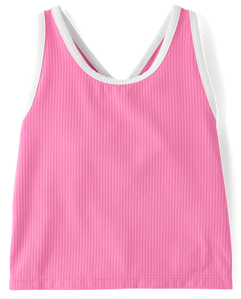 Girls Contrast Ribbed Cross Back Tank Top