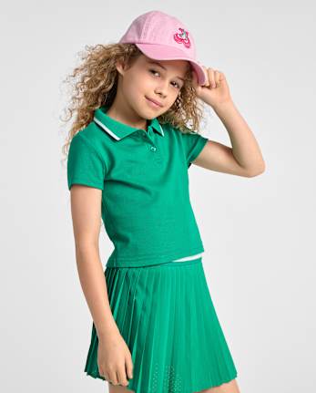 Polo côtelé contrasté pour filles