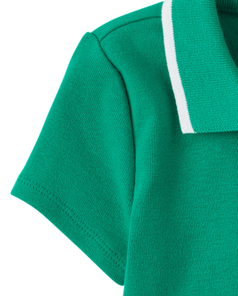 Girls Contrast Ribbed Polo