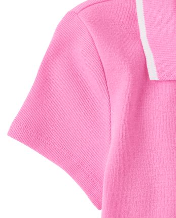 Girls Contrast Ribbed Polo