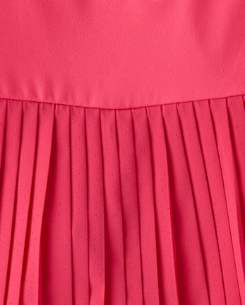 Girls Quick Dry Contrast Halter Pleated Tennis Dress