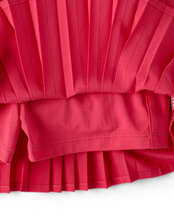 Girls Quick Dry Contrast Halter Pleated Tennis Dress