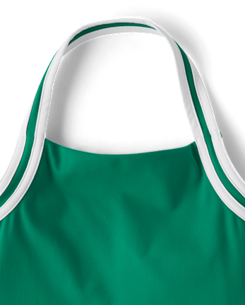 Girls Quick Dry Contrast Halter Pleated Tennis Dress