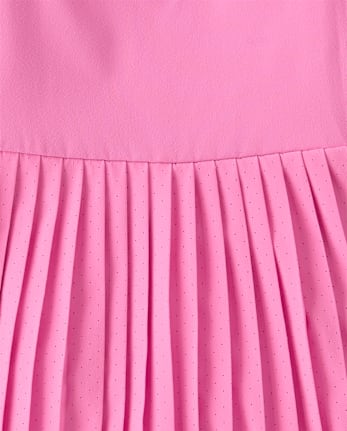 Girls Quick Dry Contrast Halter Pleated Tennis Dress