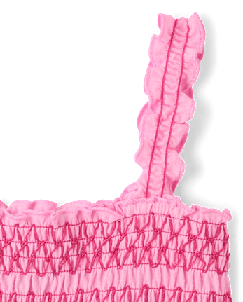 Girls Contrast Smocked Peplum Tank Top