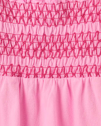 Girls Contrast Smocked Peplum Tank Top