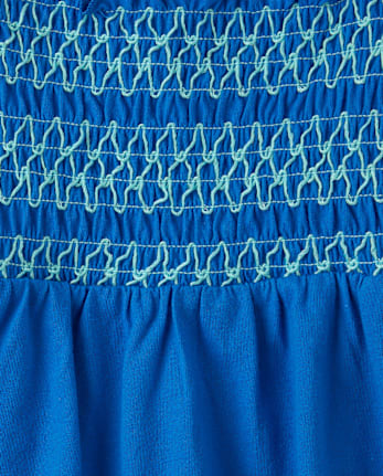 Girls Contrast Smocked Peplum Tank Top