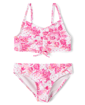 Maillot de bain bikini à motifs cachemire pour filles