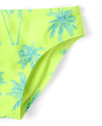 Maillot de bain bikini croisé à motif palmier pour filles