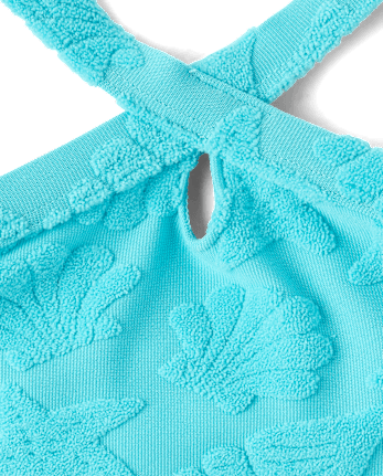 Girls Seashell Textured Terry Bikini Swimsuit
