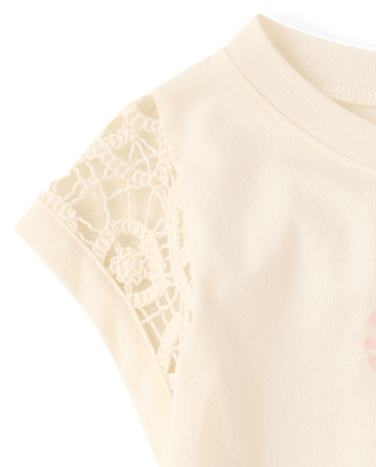 Girls Rhinestone Crochet Peplum Top