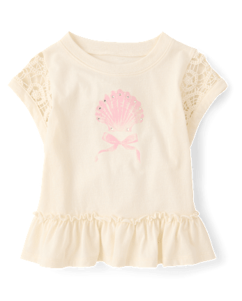 Girls Rhinestone Crochet Peplum Top