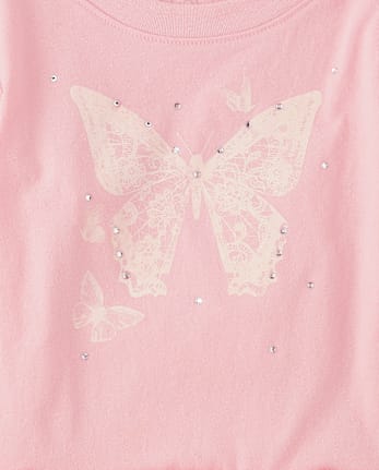 Girls Rhinestone Crochet Peplum Top