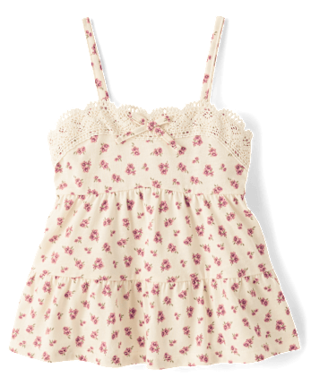 Girls Floral Tiered Tank Top
