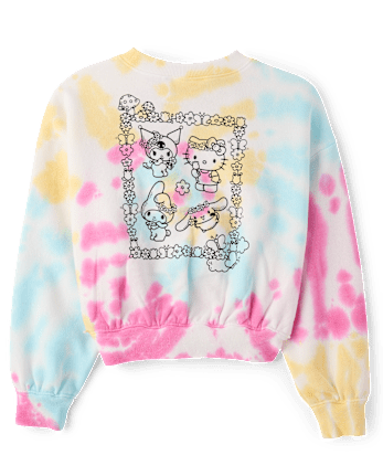 Girls Hello Kitty® And Friends Rainbow Tie Dye Premium Fleece Hoodie