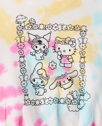 Girls Hello Kitty® And Friends Rainbow Tie Dye Premium Fleece Hoodie