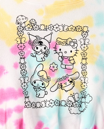 Girls Hello Kitty® And Friends Rainbow Tie Dye Premium Fleece Sweatshirt