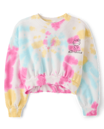 Girls Hello Kitty® And Friends Rainbow Tie Dye Premium Fleece Hoodie