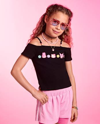 Haut à épaules dénudées Hello Kitty® pour filles, orné de perles
