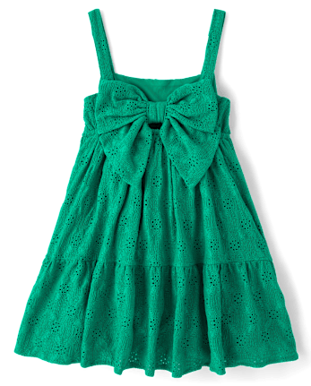 Girls Eyelet Bow Back Dress
