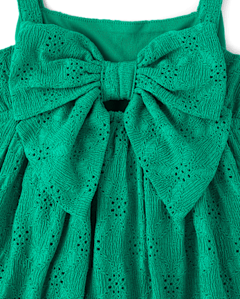 Girls Eyelet Bow Back Dress