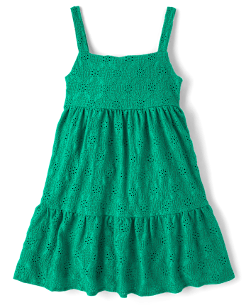 Girls Eyelet Bow Back Dress