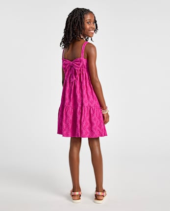 Girls Eyelet Bow Back Dress