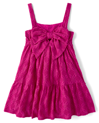 Girls Eyelet Bow Back Dress