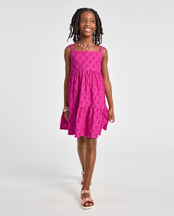 Girls Eyelet Bow Back Dress