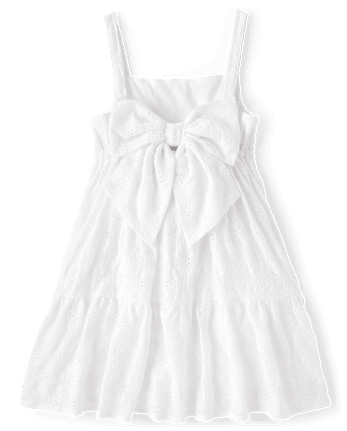 Girls Eyelet Bow Back Dress