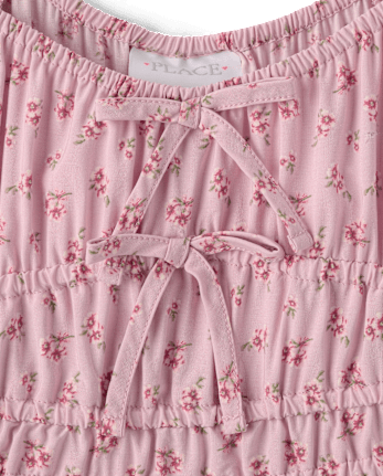 Girls Floral Bow Flutter Dress
