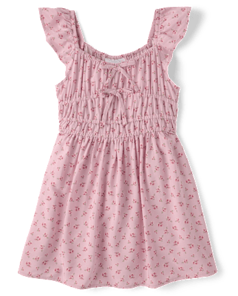 Girls Floral Bow Flutter Dress
