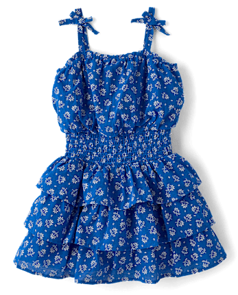 Girls Mommy And Me Floral Smocked Flounce Dress