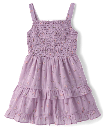 Girls Floral Textured Bow Back Dress