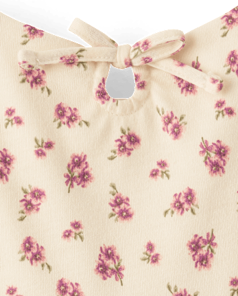 Girls Floral Keyhole V-Waist Dress