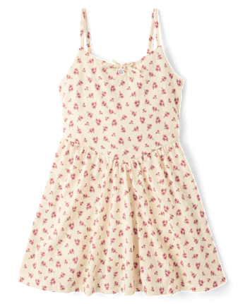 Girls Floral Keyhole V-Waist Dress