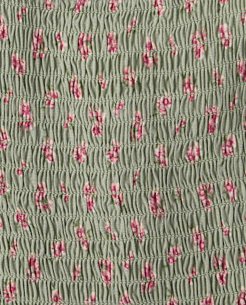 Girls Floral Smocked Bow Shoulder Dress