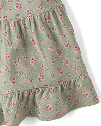 Girls Floral Smocked Bow Shoulder Dress