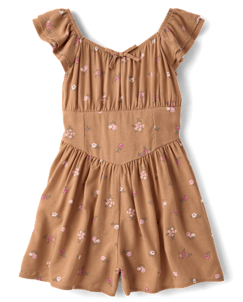 Girls Floral Flutter Romper