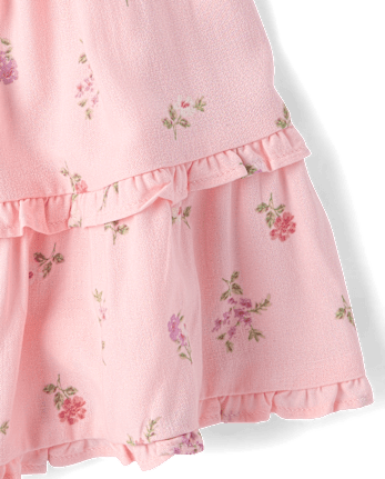 Ensemble 2 pièces à volants floraux pour filles