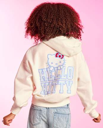 Girls Hello KittyÂ® Puff Print Premium Fleece Hoodie
